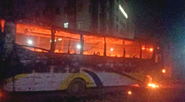 Parked bus torched in Ashulia; driver injured