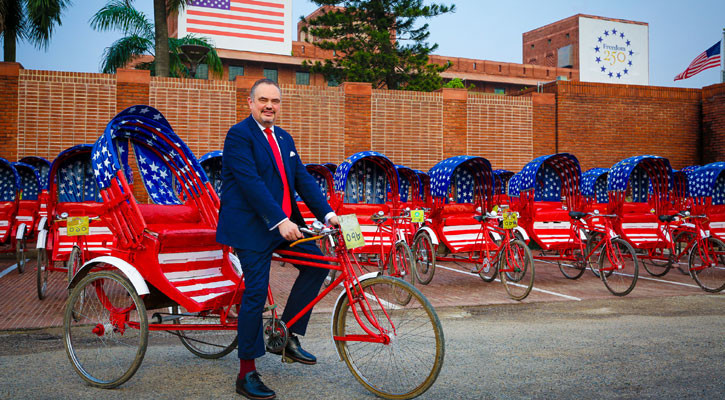 US mission unveils rickshaws in Dhaka marking Its 250th independence anniv