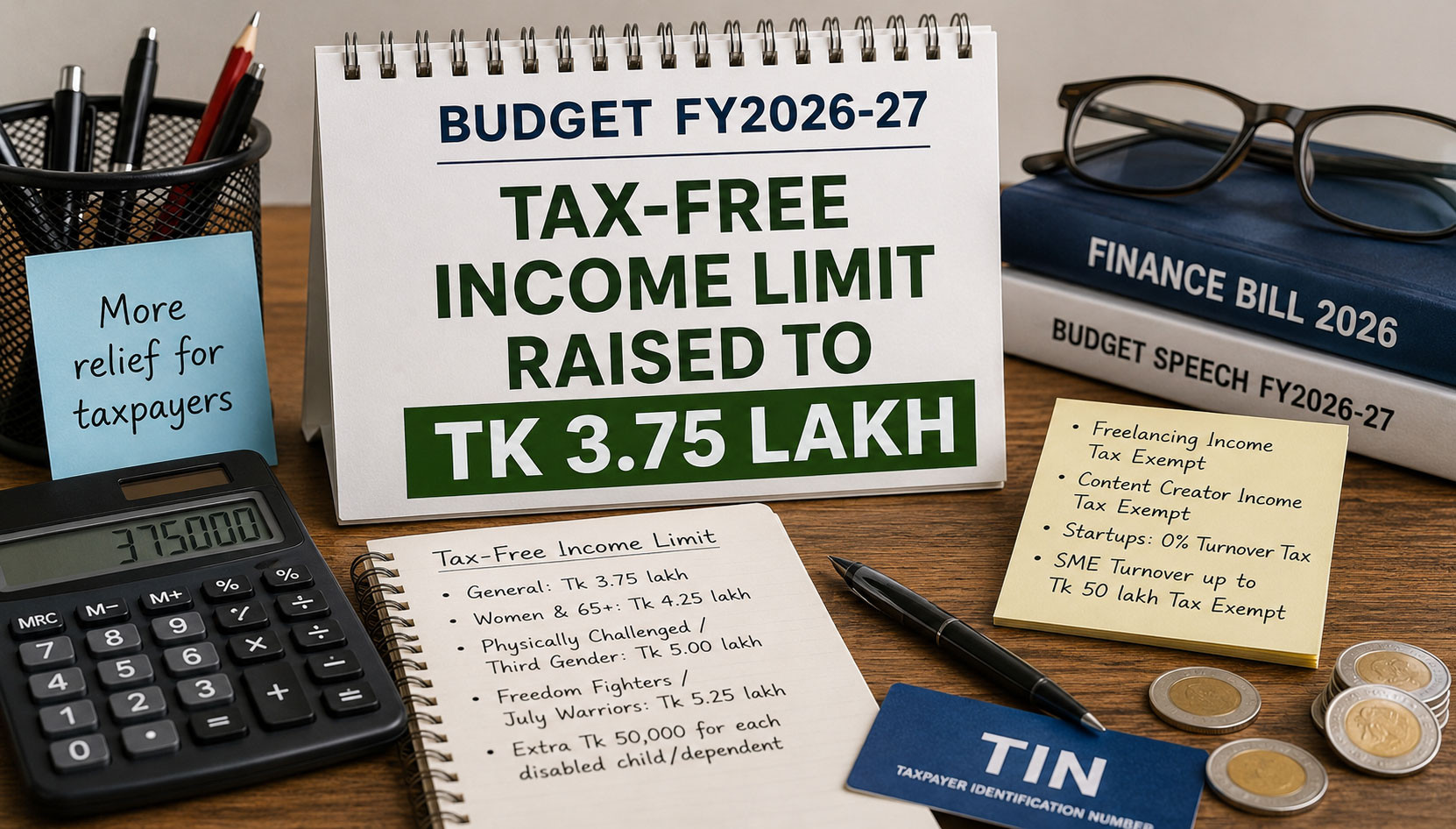 Tax-free income limit raised to Tk 3.75 lakh